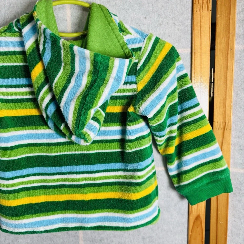 OshKosh Baby Terry Striped Fleece Jacket Jumper Light Green‎ Size XXL 12-18M